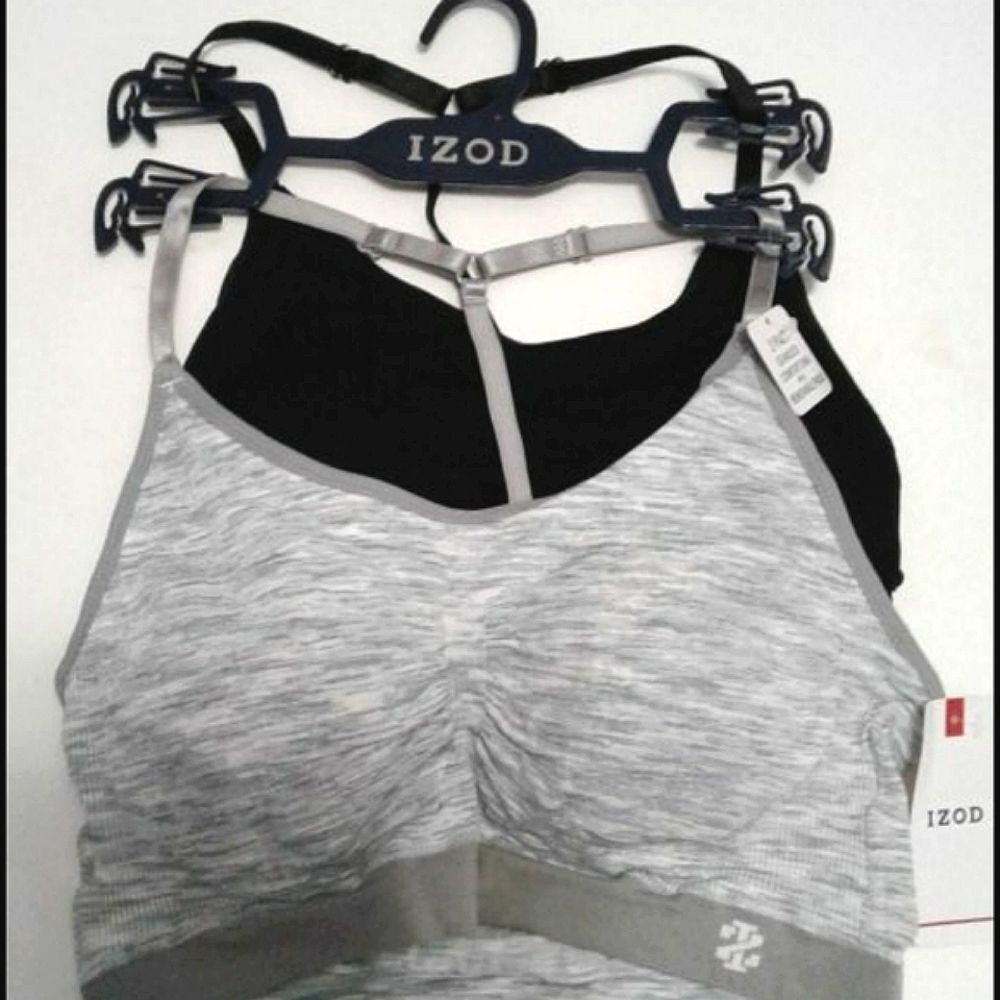 IZOD Bundle of 2 Gray & Black Seamless Comfort Sport Bras Athleisure M
